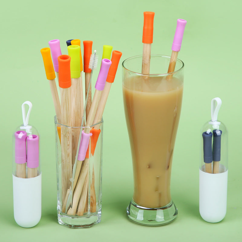 Silicone Tip Bamboo Straw