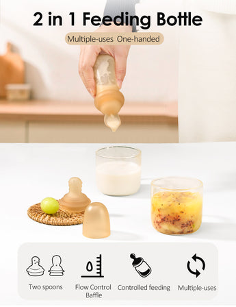 Silicone Infant Feeding Bottle With Spoon