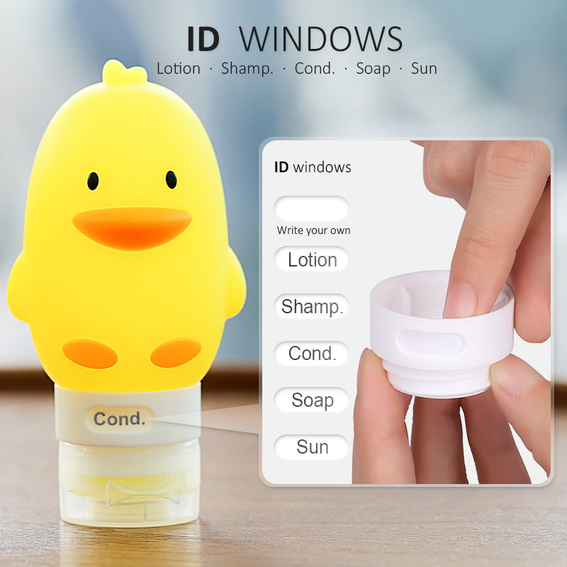 Silicone Toiletry Bottles for Travel Yellow Duck