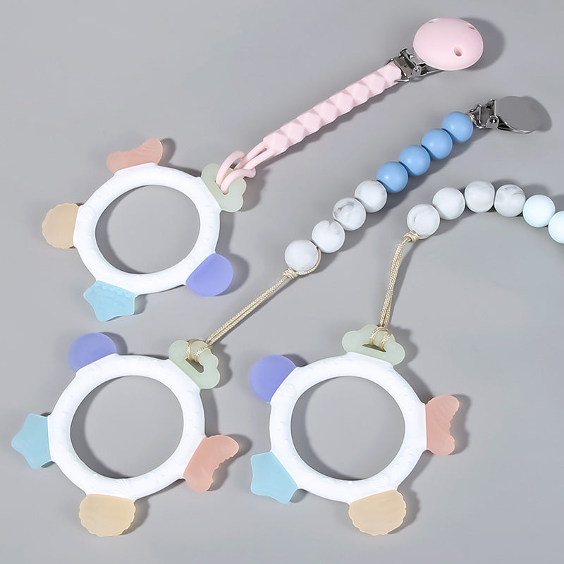 Hand Ring Bite Silicone Teether Molars