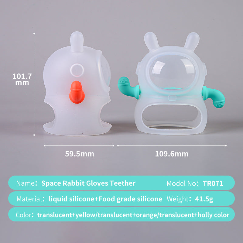 Baby Silicone Teether Mitten Space Bunny