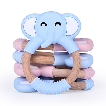 Wooden Silicone Teether Elephant