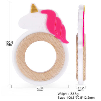 Unicorn Wooden Silicone Teether