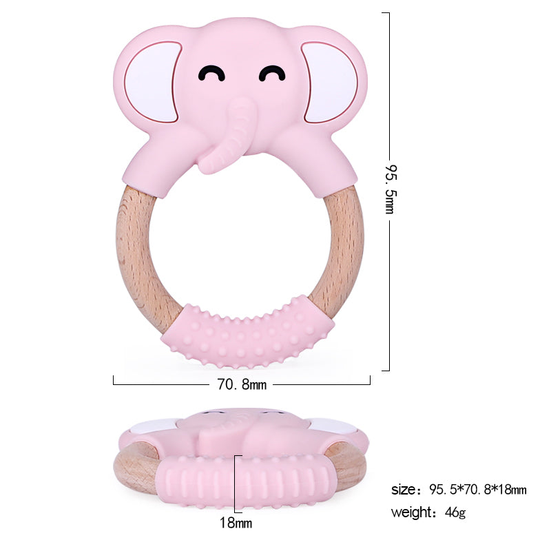 Wooden Silicone Teether Elephant
