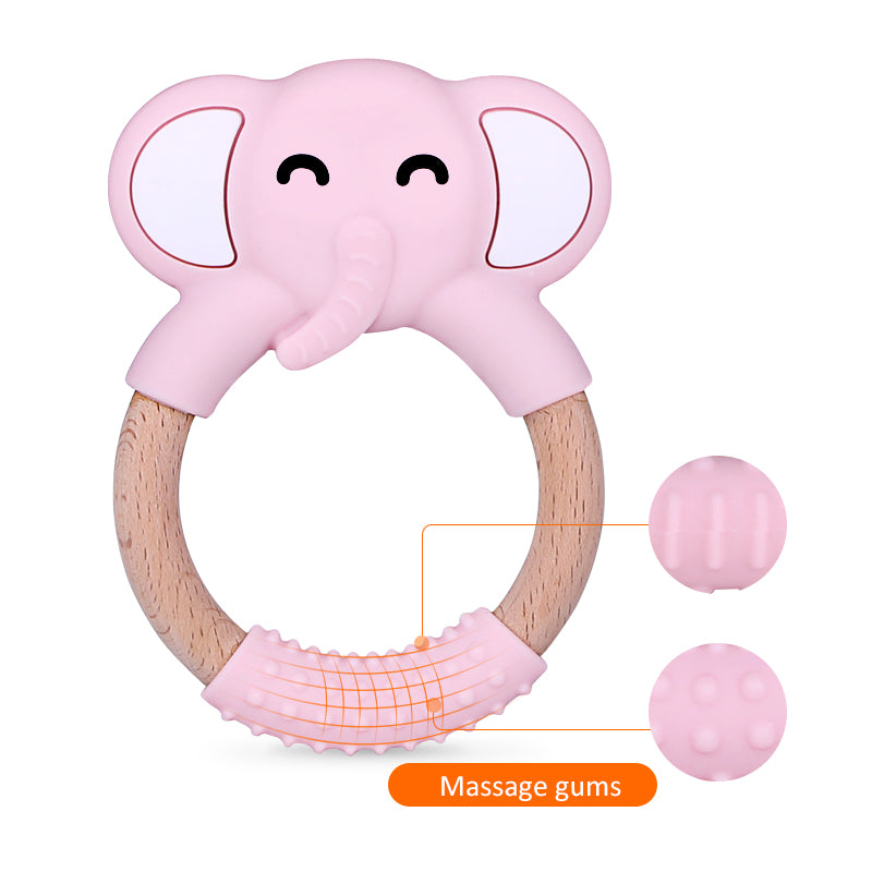 Wooden Silicone Teether Elephant