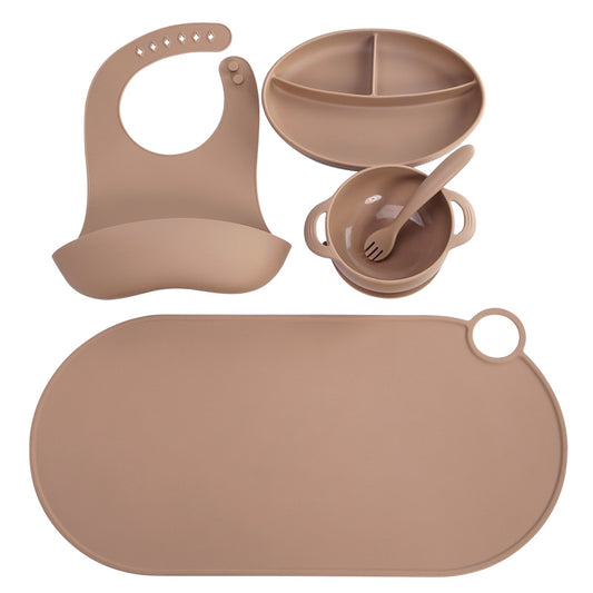 Kcuina Silicone Baby Feeding Set - Suction Plate, Bowl with Lid, Baby  Spoons, and Bibs. First Stage Self-Feeding Utensils Set. Food Grade  Silicone.
