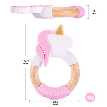 Unicorn Molar Wooden Silicone Teether