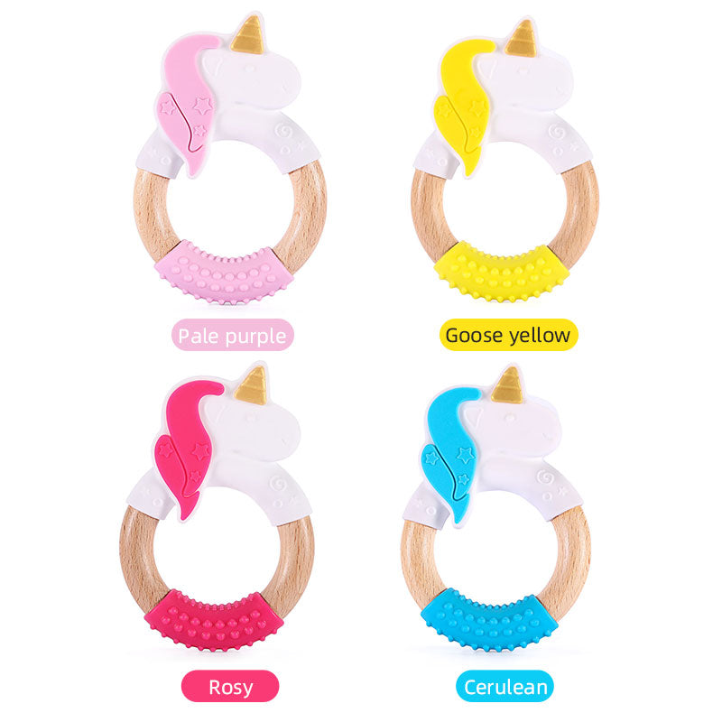 Unicorn Molar Wooden Silicone Teether